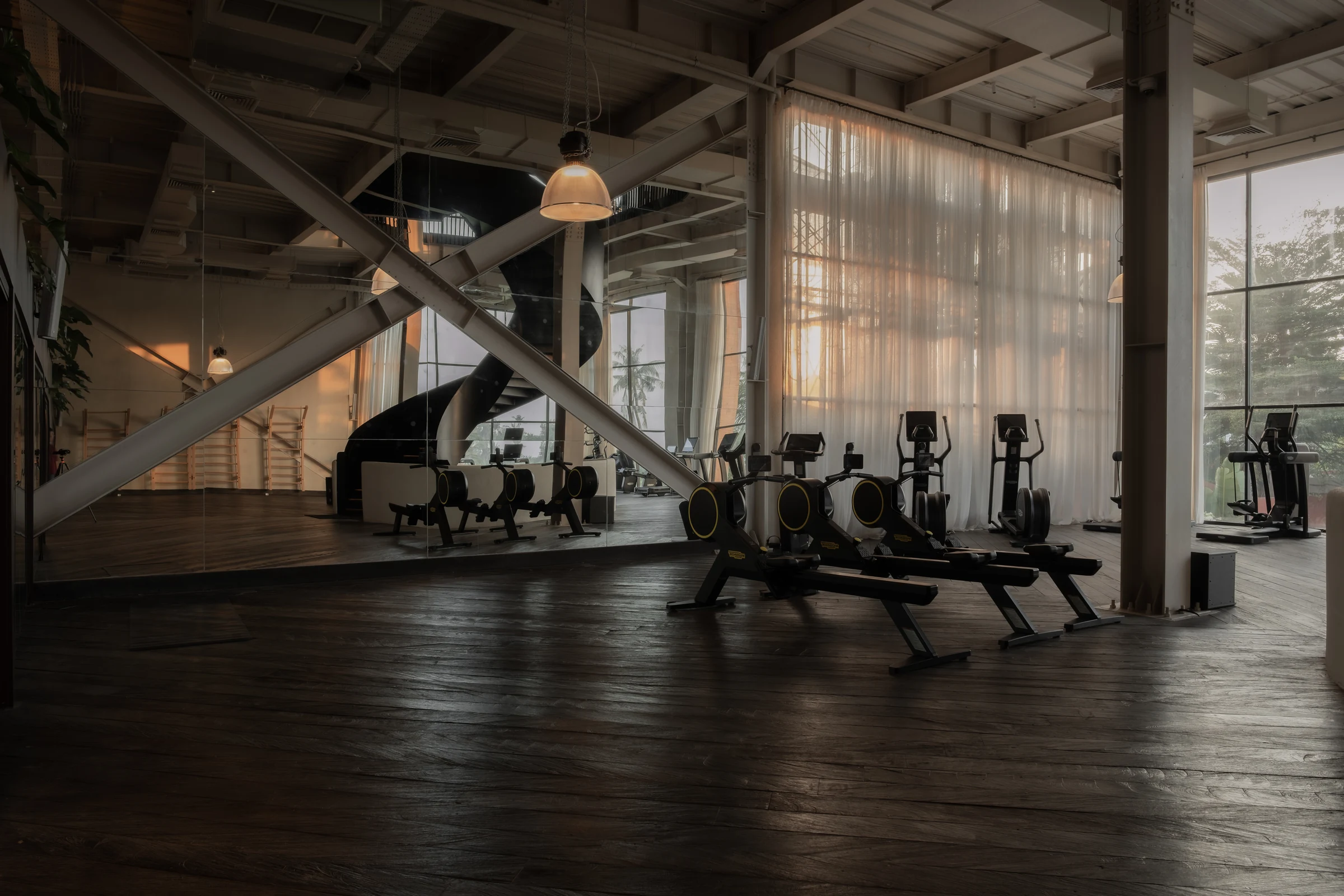 The House of Kairos cardio floor in natural light.